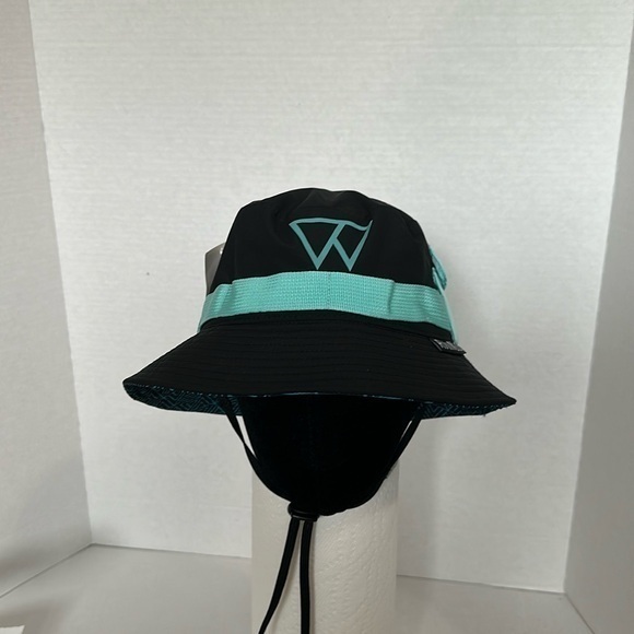 RAINBOX Waterproof bucket hat with drawstring black and teal green - Picture 1 of 9